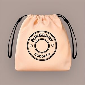 Light-Apricot Burberry Beauty (Satin-Lined) Drawstring Cosmetic-Makeup Pouch